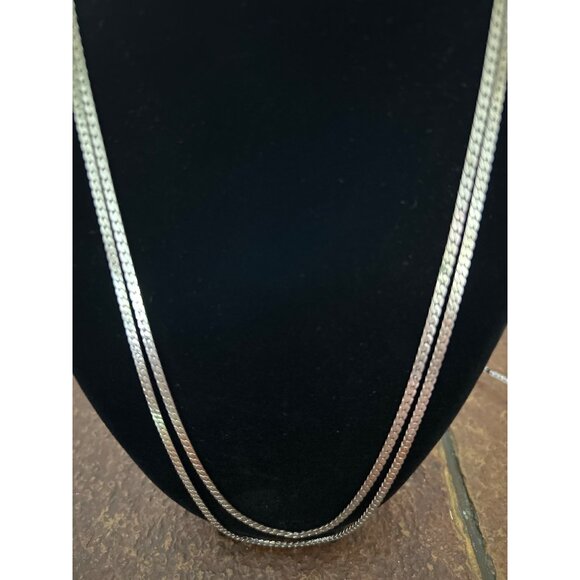 Silver Tone Double Strand Chain 22” Necklace With Lobster Claw Closure - Picture 2 of 3